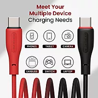Portronics POR 3009 HUE X USB-C to USB-C Cable – 60W, Dual Tone, Braided, 1M, Black & Red