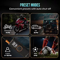 Portronics VAYU 4.0 Tyre Inflator – 4000mAh Portable | Torch |  USB Output | Black | 1 Year Warranty