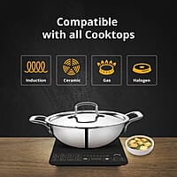KENT Triply Kadai 26 CM with SS Lid 3.1 L