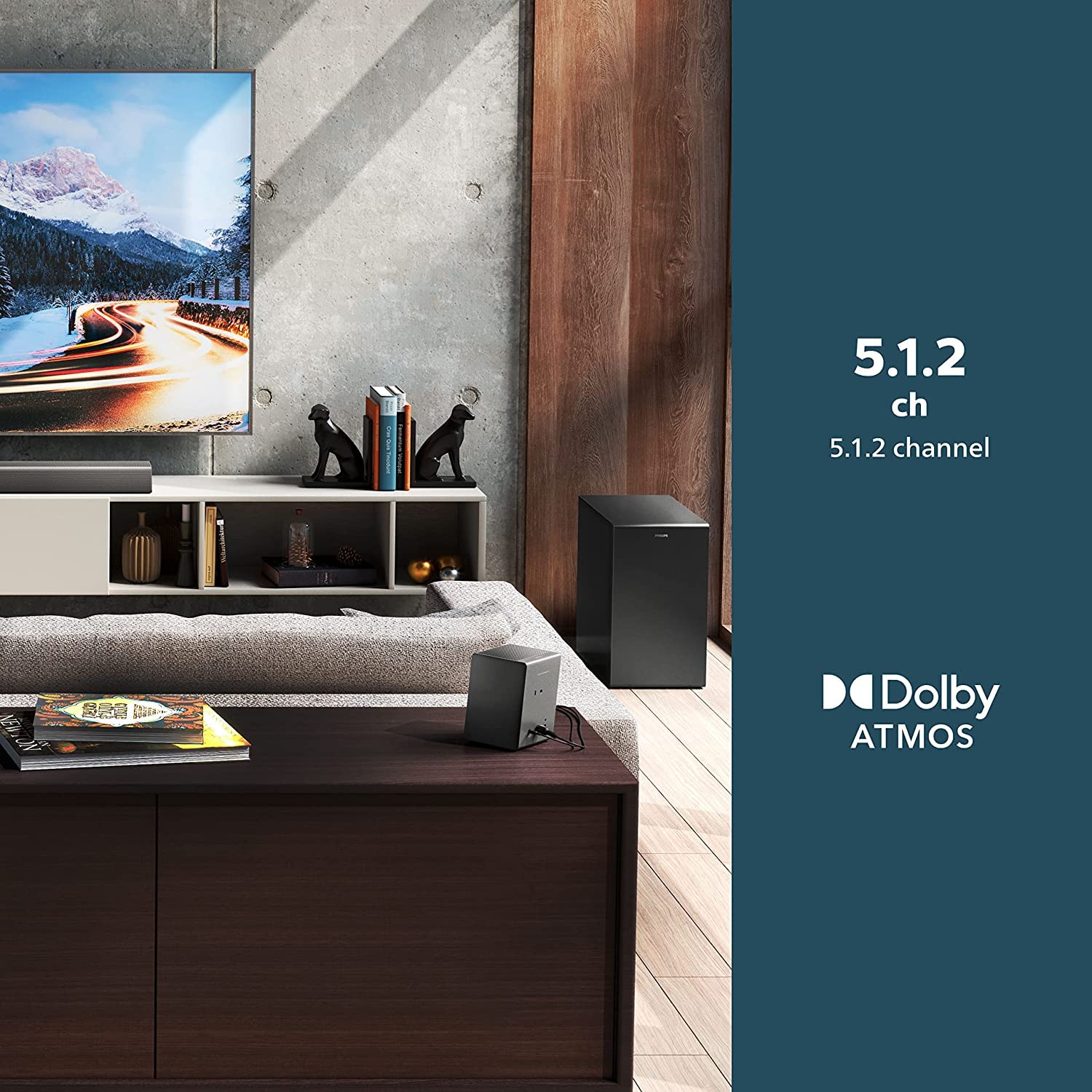 Philips Soundbar TAB8967 7.1 Ch (5.1.2) Real Surround, Dolby Atmos, Wireless Subwoofer, UP-Firing Speakers, Wireless Rear Speakers, AI Voice Assistant, 780W (Black) Philips Soundbar TAB8967 7.1 Ch (5.1.2) Real Surround, Dolby Atmos, Wireless Subwoofer, UP-Firing Speakers, Wireless Rear Speakers, AI Voice Assistant, 780W (Black)