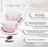 Treo by Milton Marble Cup and Saucer Set of 12, Marble Brown