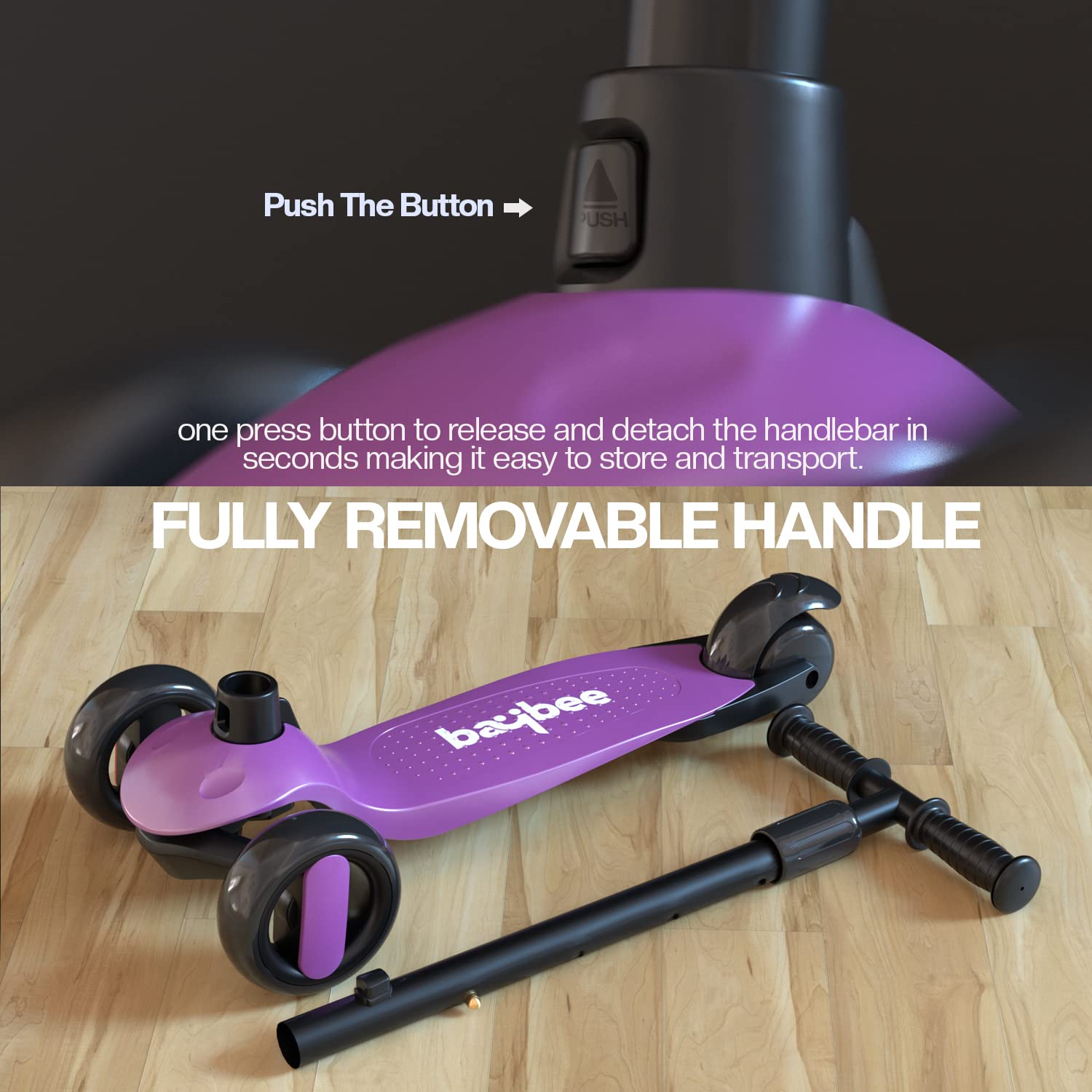 Baybee Alpha Glide Kick Scooter for Kids- Violet Baybee Alpha Glide Kick Scooter for Kids- Violet