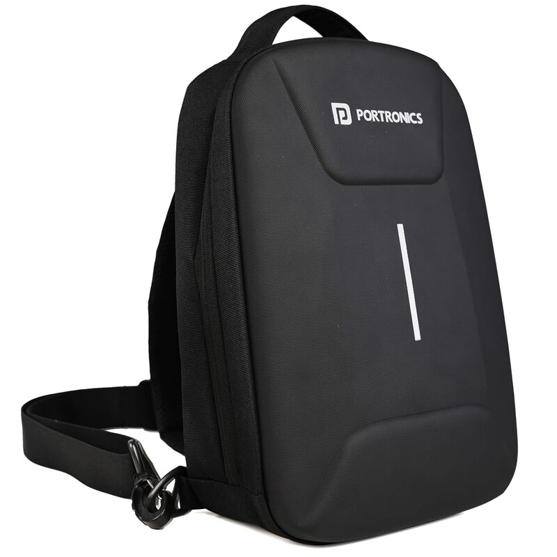 Portronics Byte Mini Cross Body Sling Bag – Hard Shell Design | Black | 1 Year Warranty