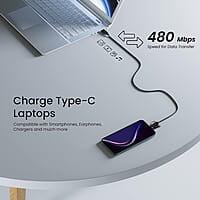 Ambrane 6-in-1 60W Fast Charging Cable with Micro, Type C & iPhone Support, Compatible with all devices