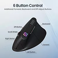 Portronics Toad Ergo Vertical Wireless Mouse – 2.4GHz |DPI up to 3200| Black | 1 Year Warranty
