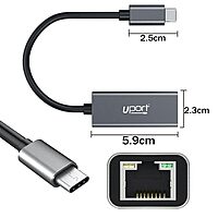 uPort Type-C to LAN + 3-Port USB Hub 2.0 offers seamless connectivity with a Type-C interface, providing a reliable Ethernet connection and three USB 2.0 ports for versatile device connections.