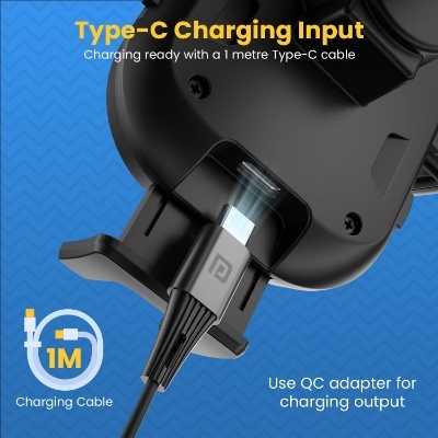 Portronics Charge Clamp 3 Wireless Car Charger with 15 Watts Fast Charging (Qi Compatible), Free Type-C Cable, 360° Rotation, for iPhone & Android Smartphones (Black) Portronics Charge Clamp 3 Wireless Car Charger with 15 Watts Fast Charging (Qi Compatible), Free Type-C Cable, 360° Rotation, for iPhone & Android Smartphones (Black)