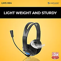 Lapcare LWS-004 Wired Stereo Headset with Mic | On-Ear Headphones with Soft Cushions, 1.8m Cable & Adjustable Mic – Ideal for Online Classes, Office Calls & Gaming
