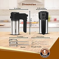 AGARO Elegant Hand Mixer, 300 Watts, Stainless Steel, 6 Interchangeable Speed Settings