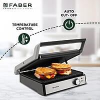 Faber 2200W 3-in-1 Panini Maker 180° BBQ Grill, Contact Griller & Panini/Sandwich Press