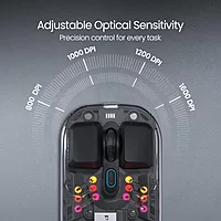 Portronics Toad 5 Mouse – Sleek, Transparent Design, Dual Wireless Connectivity, Ergonomic Shape, Long Battery Life, Ideal for Home & Office Use, Smooth Tracking, Compatible with Multiple Devices.