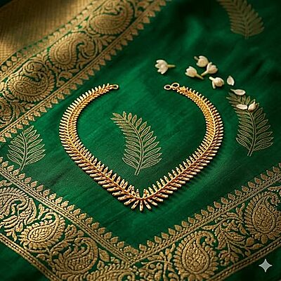 Impon Gold Plated Leaf Design Necklace for Women | Traditional Lightweight Gold Finish Chain | Elegant Daily Wear Jewelry