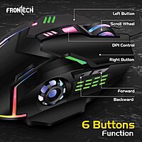 Frontech MS-0050 Wired Gaming Mouse – USB | 3600 DPI | 6 Programmable Keys | RGB Backlit with 7 LED Effects | PC & Laptop | 1 Year Warranty