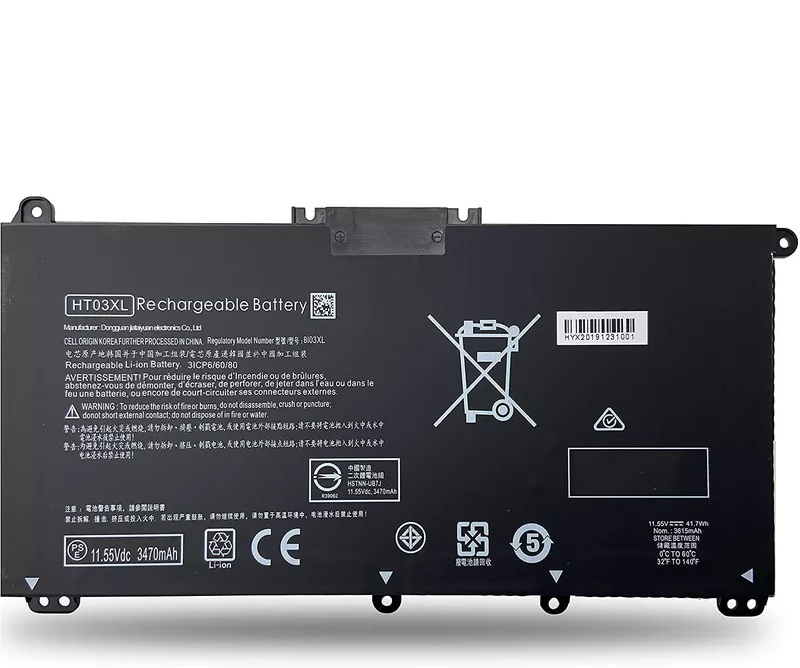 HP Battery HT03XL provides dependable lithium-ion power for HP laptops, ensuring longevity and smooth operation across multiple compatible models.