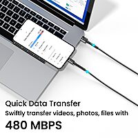 Portronics Konnect X – USB to Lightning Cable, Black. Durable, fast charging, and data transfer. Compatible with all Lightning devices. Perfect for everyday use and travel. 1 meter length.