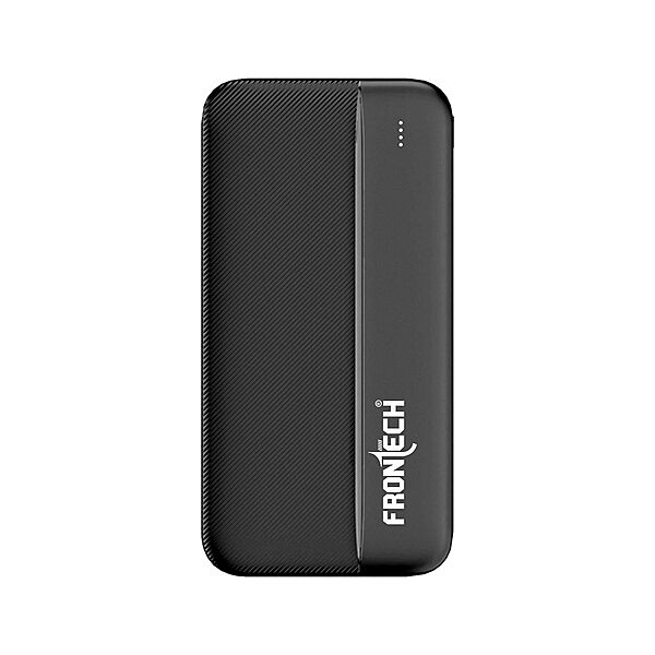 FRONTECH 10000mAh Power Bank – 10W Fast Charging | Dual USB Output | Type-C & Micro USB Input/Output | LED Indicators | Compact Pocket Design | Black