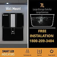 Faber Galaxy Pro Plus RO+UV+ MAT,7 Liters, 7 Stage Mineral Water Purifier with Upto 2500 TDS, Black