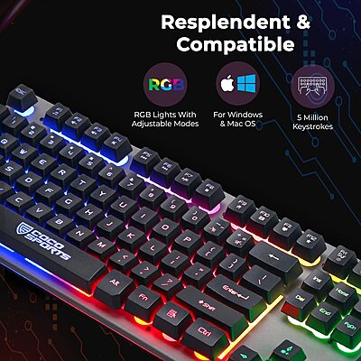 Coconut K17 Slam Wired Membrane Gaming Keyboard – Full Size 104 Keys | Rugged Iron Top | Backlit | 1.5m Braided Cable | Plug & Play | Gaming for Windows & Mac