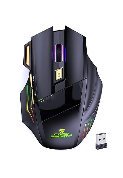 Coconut WM22 Gold Wireless Gaming Mouse (RGB, 3200 DPI, Ergonomic Design, Customizable Buttons, Long Battery Life, Ultra-Responsive, Perfect for Gamers Seeking Precision & Style, 1 Year Warranty)