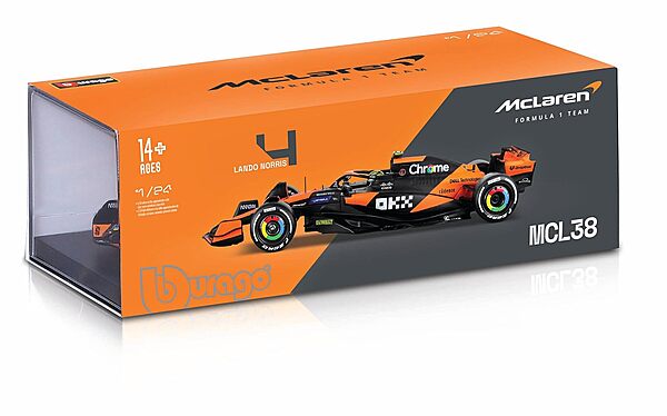 Mclaren MCL38 No.4 Lando Norris | With Helmet | ClearCase |  1:24 | Bburago