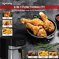 Lifelong Digital Air Fryer LLHFD722, 7.5 Litre XL LED Touch Screen, 12 Preset Cooking Modes, 1400 W
