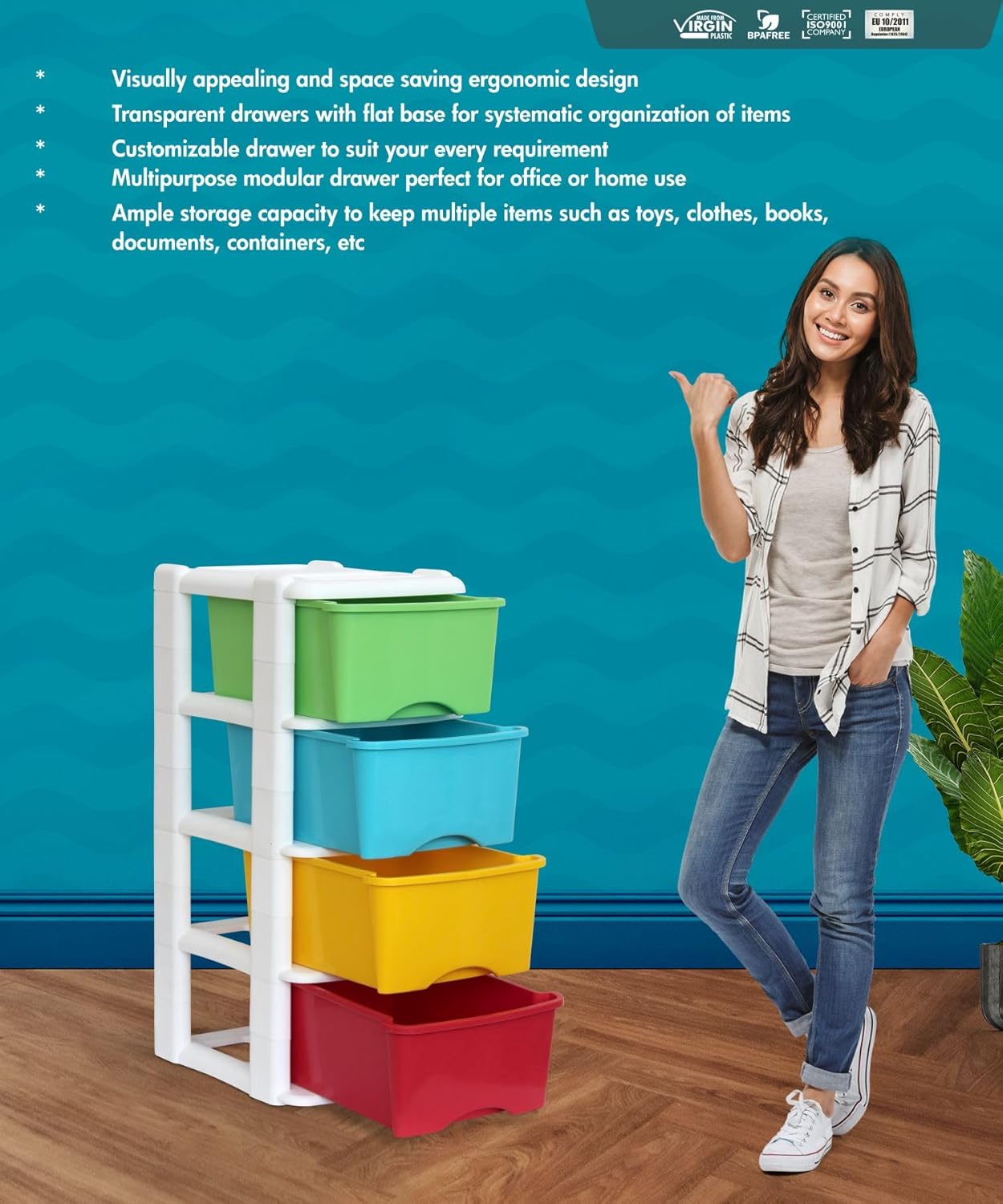 Signora ware Multipurpose Modular Drawer Big 4 Tier 12.8 Each Drawer