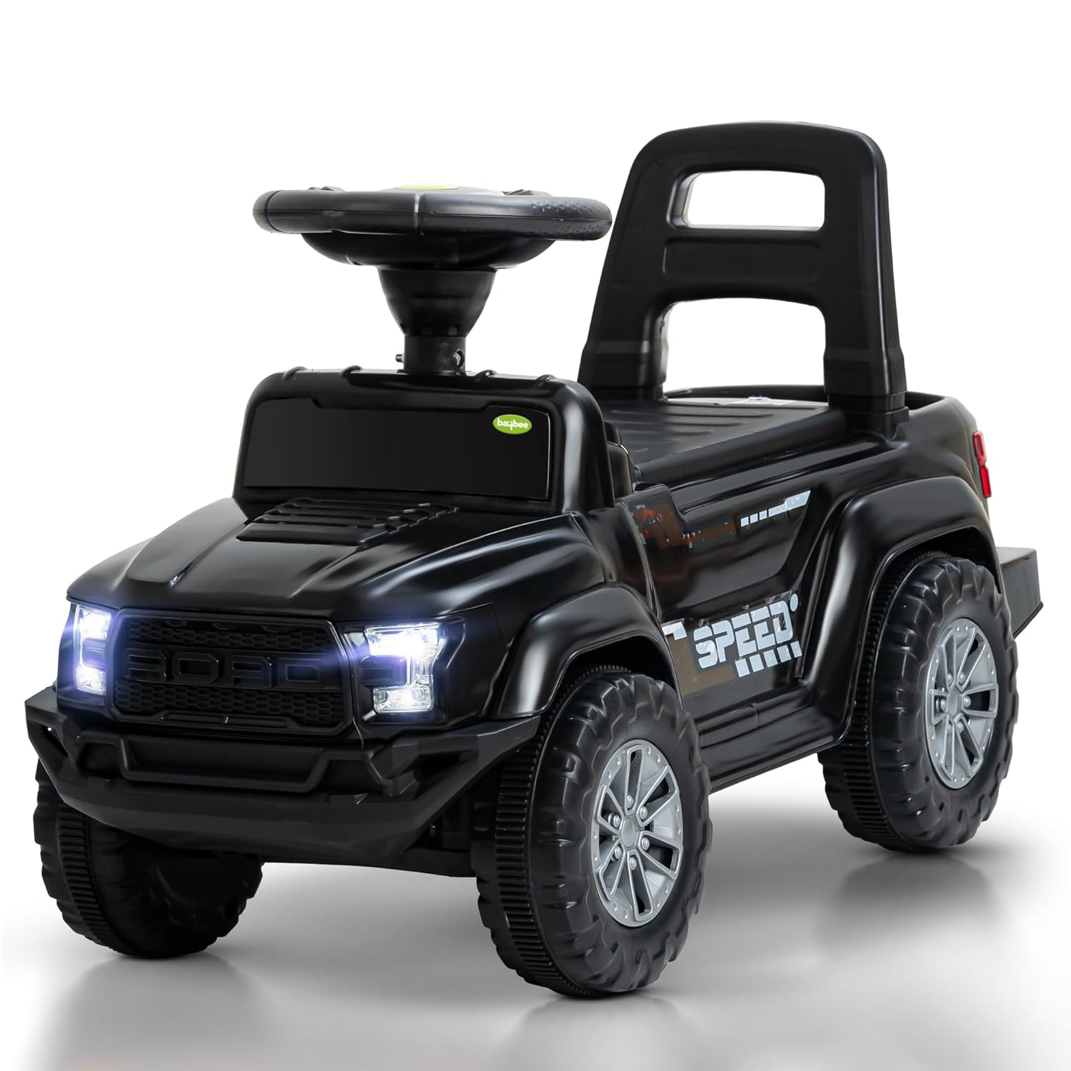 Baybee Push Ride on Baby Jeep for Kids Toys with LED Light & Storage Bin-Black