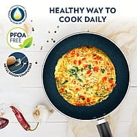 Borosil ProChef Non-Stick Aluminum Fry Pan 24 cm | Gas Stove Compatible, Thick Uniform Body for Even Heating, Dishwasher Safe | 5 Layer Nonstick Coating, PFOA Free | 1 Year Warranty | Blue