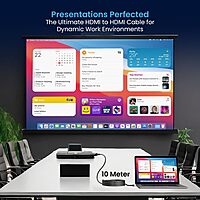 Portronics Konnect Sync – 4K HDMI Cable, 10M, Black, delivers stunning 4K video and audio quality. Perfect for connecting devices like TVs, projectors, and gaming consoles for an immersive experience.