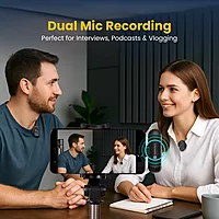 Portronics Vlogmate One is a compact AI lapel mic designed for content creators. It comes with a protective case, ensuring portability and convenience for high-quality audio recording on the go.