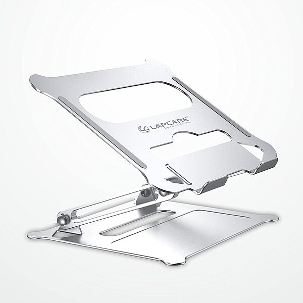 Lapcare Lapergo LSE‑444: sturdy aluminium alloy multi‑angle laptop stand supporting up to 17″ devices, ventilated hollow design, carries up to 20 kg.