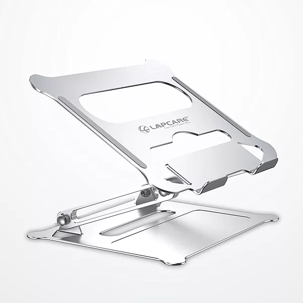 Lapcare Lapergo LSE‑444: sturdy aluminium alloy multi‑angle laptop stand supporting up to 17″ devices, ventilated hollow design, carries up to 20 kg.