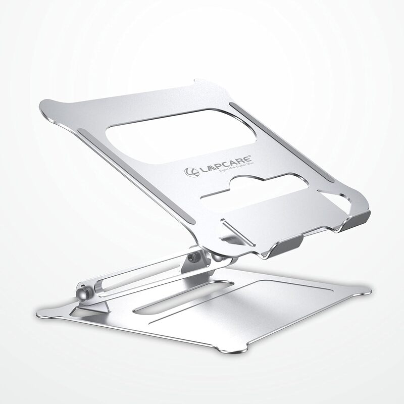 Lapcare Lapergo LSE‑444: sturdy aluminium alloy multi‑angle laptop stand supporting up to 17″ devices, ventilated hollow design, carries up to 20 kg.