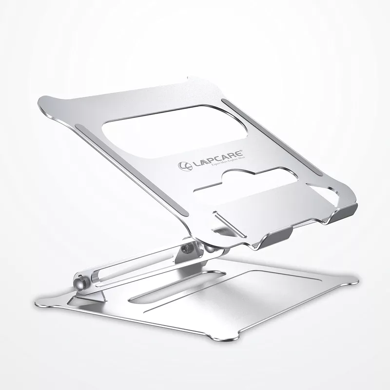 Lapcare Lapergo LSE‑444: sturdy aluminium alloy multi‑angle laptop stand supporting up to 17″ devices, ventilated hollow design, carries up to 20 kg.