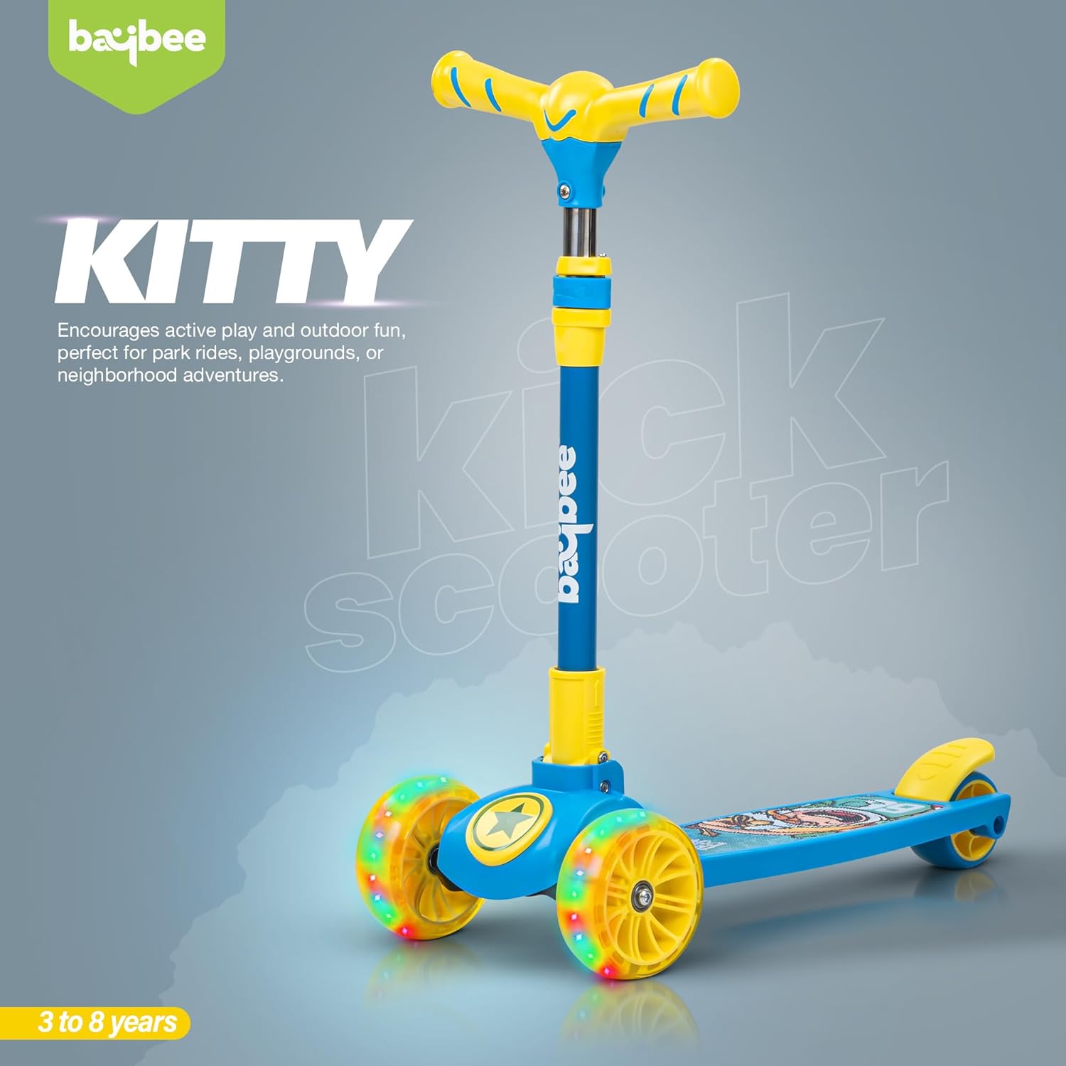 Baybee Kitty Kick Scooter for Kids, Foldable Kids Scooter- Blue Baybee Kitty Kick Scooter for Kids, Foldable Kids Scooter- Blue