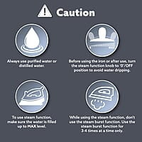 AGARO Galaxy Steam Iron, 2200 watts, Ceramic Coated Sole Plate 285Ml Water Tank