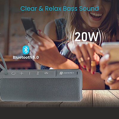 Portronics Breeze Plus – 20W Wireless Bluetooth Speaker | Powerful Sound, Deep Bass & Sleek Portable Design