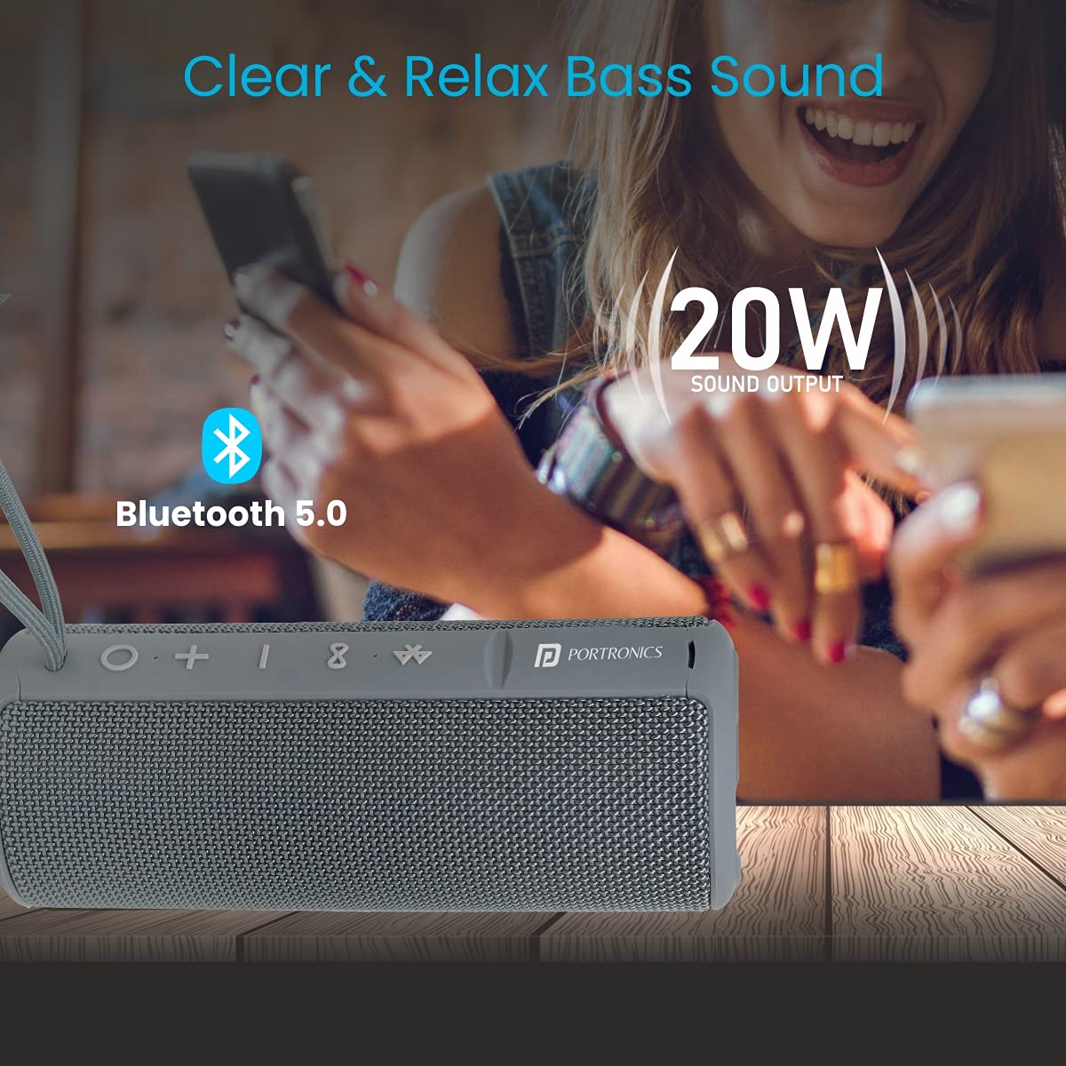 Portronics Breeze Plus – 20W Wireless Bluetooth Speaker | Powerful Sound, Deep Bass & Sleek Portable Design
