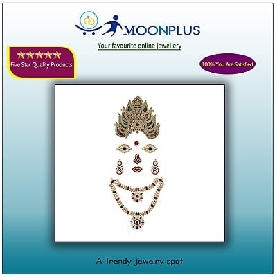 God Ornament Amman Face/Mugam with Kali Crown/Kireedom and Attigai/Necklace