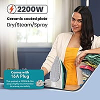 AGARO Galaxy Steam Iron, 2200 watts, Ceramic Coated Sole Plate 285Ml Water Tank