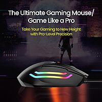 Portronics Vader Grey Gaming Mouse – 6400 DPI, ergonomic design, customizable buttons, RGB lighting, high precision, smooth tracking, durable build.