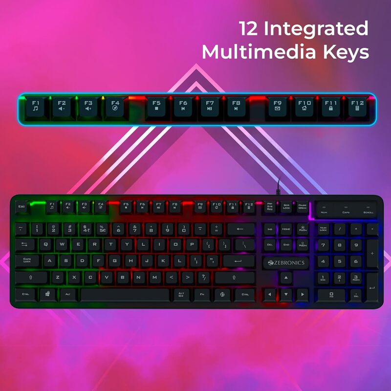 Zebronics Zeb-Transformer K-1 Wired Gaming Keyboard features RGB backlighting, customizable keys, and a durable design. Perfect for gamers seeking performance and style in their setup.