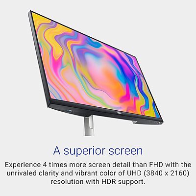 Dell 27" 4K UHD 60Hz Monitor, 8ms GTG, Dual 3W Speakers,S2722QC