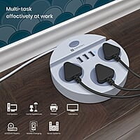 Portronics Power Plate 5 1500W Power Converter with USB Charger & Mobile Holder 3AC Socket + 3USB Ports, 1.5 m Cord Length