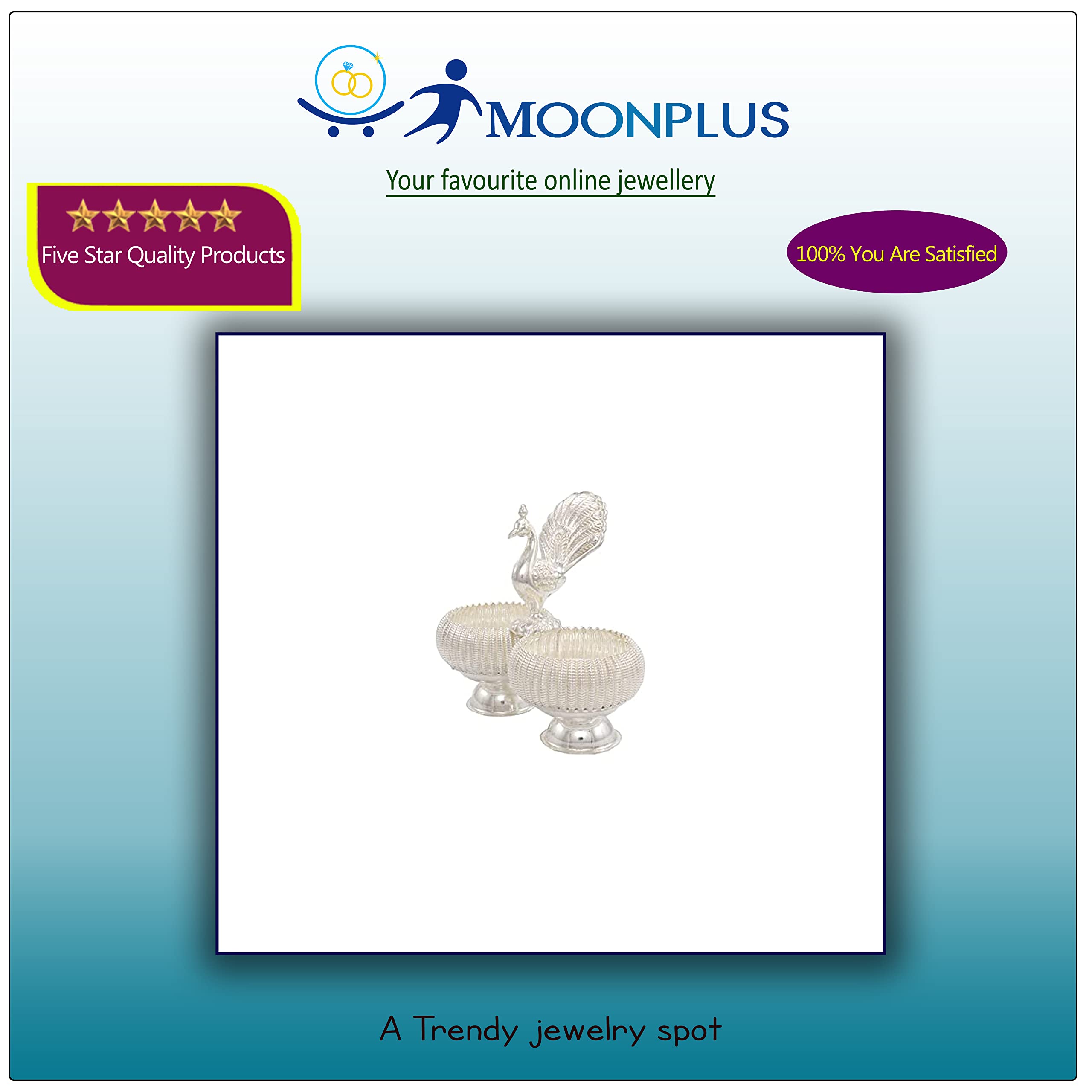 Silver Haldi Peacock Kumkum Holder
