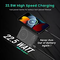 Portronics Luxcell Mini 10K – 15W Magnetic Wireless Power Bank offers fast charging with a sleek design. Compact and portable, it ensures your devices stay powered on the go. Perfect for travel!
