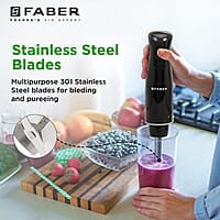Faber Hand Blender Gearbox Drive SS Shaft & Blade, 300W Low-Noise DC Motor, Turbo Speed