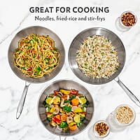 Borosil 2.25 L Cookfresh Tri-ply Stainless Steel Wok with Lid | 22 Cm Kadhai for Deep Fry