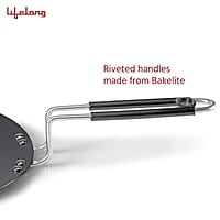 Lifelong Hard Anodized Concave Tawa, 255 mm,Induction and Gas Compatible, Black