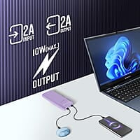 ZEBRONICS MB10000S6 Power Bank, 10000 mAh, 12W, 5 x Outputs - Dual USB A | Type C | Micro USB | Lightning, Built in I/O Cables, Mobile Holder, Percentage Display, Carry Loop